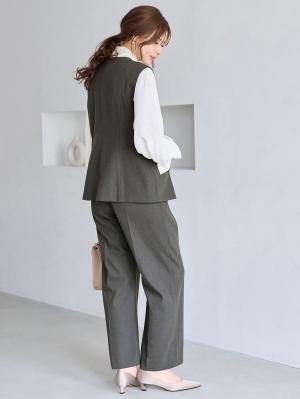マタニティ パンツ|【セットアップ可】ハイウエストワイドストレートパンツ　マタニティ・産後【出産後も長く着られる】|グレー