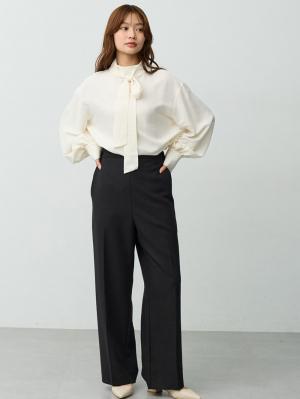 マタニティ パンツ|【セットアップ可】ハイウエストワイドストレートパンツ　マタニティ・産後【出産後も長く着られる】|ツイードブラック