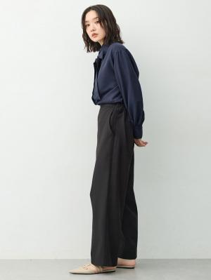 マタニティ パンツ|【セットアップ可】ハイウエストワイドストレートパンツ　マタニティ・産後【出産後も長く着られる】|ツイードブラック