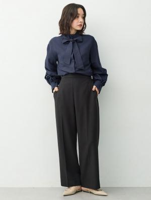 マタニティ パンツ|【セットアップ可】ハイウエストワイドストレートパンツ　マタニティ・産後【出産後も長く着られる】|ツイードブラック