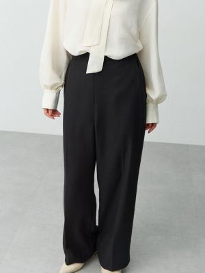 マタニティ パンツ|【セットアップ可】ハイウエストワイドストレートパンツ　マタニティ・産後【出産後も長く着られる】|ツイードブラック
