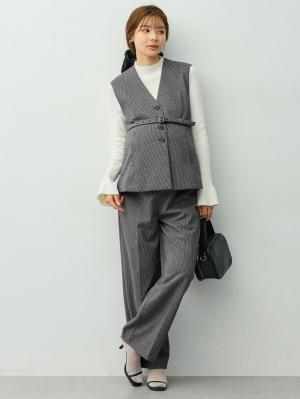 マタニティ パンツ|【セットアップ可】ハイウエストワイドストレートパンツ　マタニティ・産後【出産後も長く着られる】|千鳥
