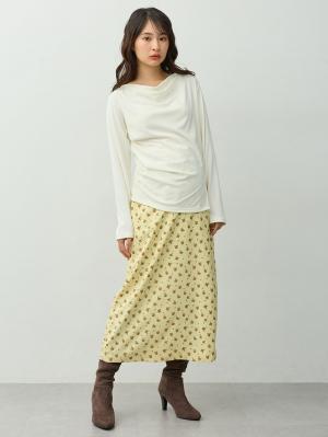 マタニティトップス・授乳服トップス|【セット】アウターに響かない授乳キャミソール付きドレープ長袖トップス　マタニティ・産後授乳服【出産後も長く着られる】