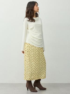 マタニティトップス・授乳服トップス|【セット】アウターに響かない授乳キャミソール付きドレープ長袖トップス　マタニティ・産後授乳服【出産後も長く着られる】|オフ