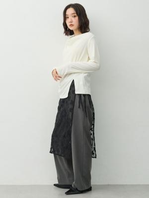 マタニティトップス・授乳服トップス|【セット】アウターに響かない授乳キャミソール付きドレープ長袖トップス　マタニティ・産後授乳服【出産後も長く着られる】