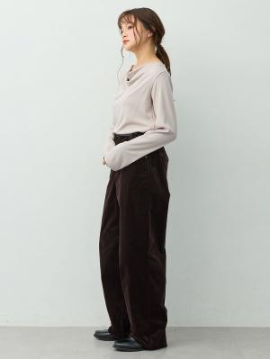 マタニティトップス・授乳服トップス|【セット】アウターに響かない授乳キャミソール付きドレープ長袖トップス　マタニティ・産後授乳服【出産後も長く着られる】|グレージュ
