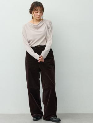 マタニティトップス・授乳服トップス|【セット】アウターに響かない授乳キャミソール付きドレープ長袖トップス　マタニティ・産後授乳服【出産後も長く着られる】|グレージュ