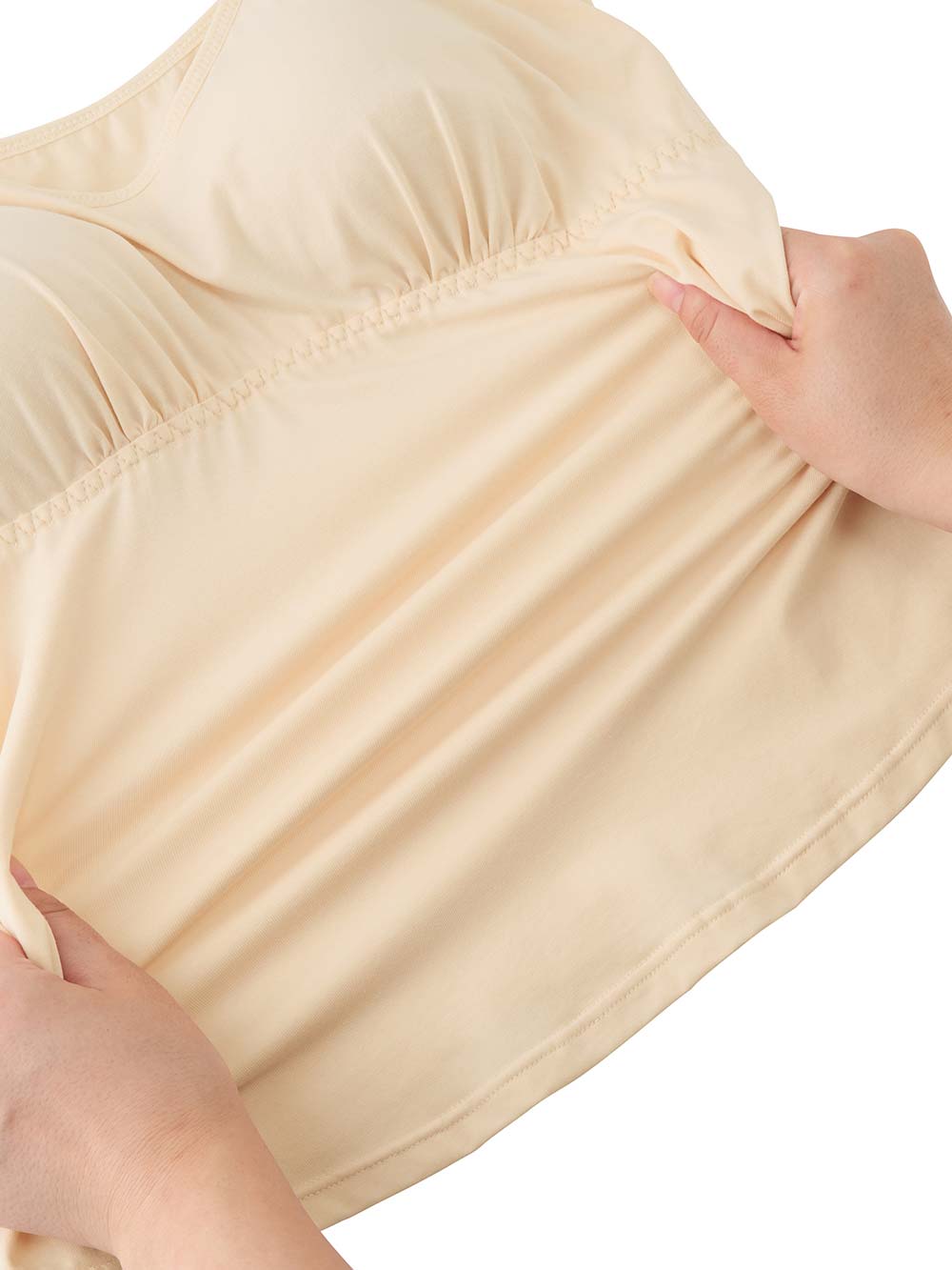 マタニティトップス・授乳服トップス|【セット】アウターに響かない授乳キャミソール付きドレープ長袖トップス　マタニティ・産後授乳服【出産後も長く着られる】