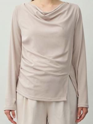 マタニティトップス・授乳服トップス|【セット】アウターに響かない授乳キャミソール付きドレープ長袖トップス　マタニティ・産後授乳服【出産後も長く着られる】