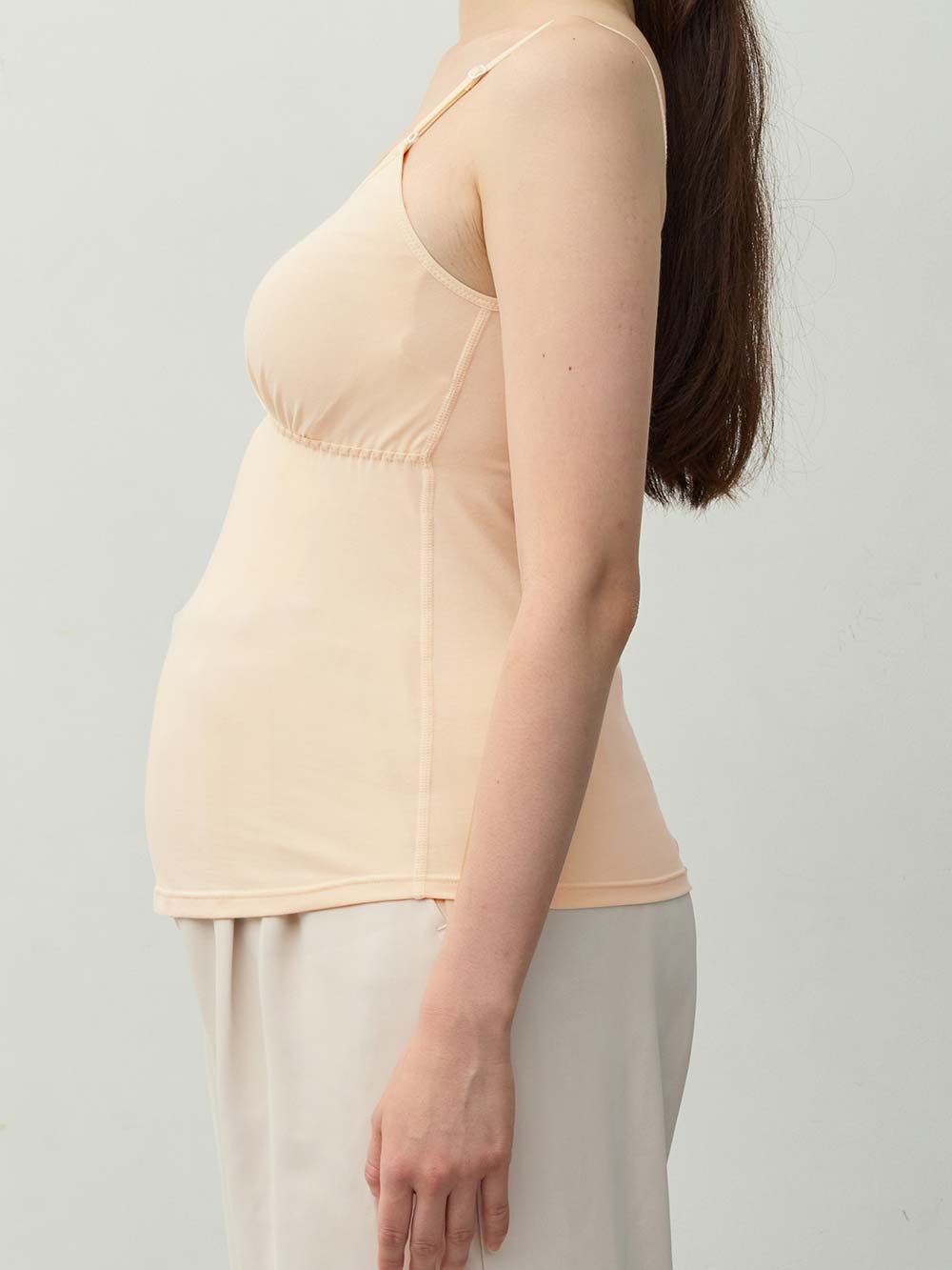 マタニティトップス・授乳服トップス|【セット】アウターに響かない授乳キャミソール付きドレープ長袖トップス　マタニティ・産後授乳服【出産後も長く着られる】