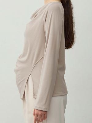 マタニティトップス・授乳服トップス|【セット】アウターに響かない授乳キャミソール付きドレープ長袖トップス　マタニティ・産後授乳服【出産後も長く着られる】