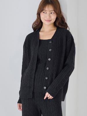 綿混やわふわケーブルカーディガン　マタニティ・産後授乳服【出産後も長く着られる】10678
