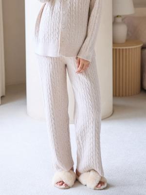 綿混やわふわケーブルワイドパンツ　マタニティ・産後【出産後も長く着られる】10679