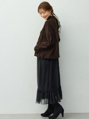 マタニティ ワンピース|ケーブルニットミニワンピース　マタニティ・産後授乳服【出産後も長く着られる】|ブラウン