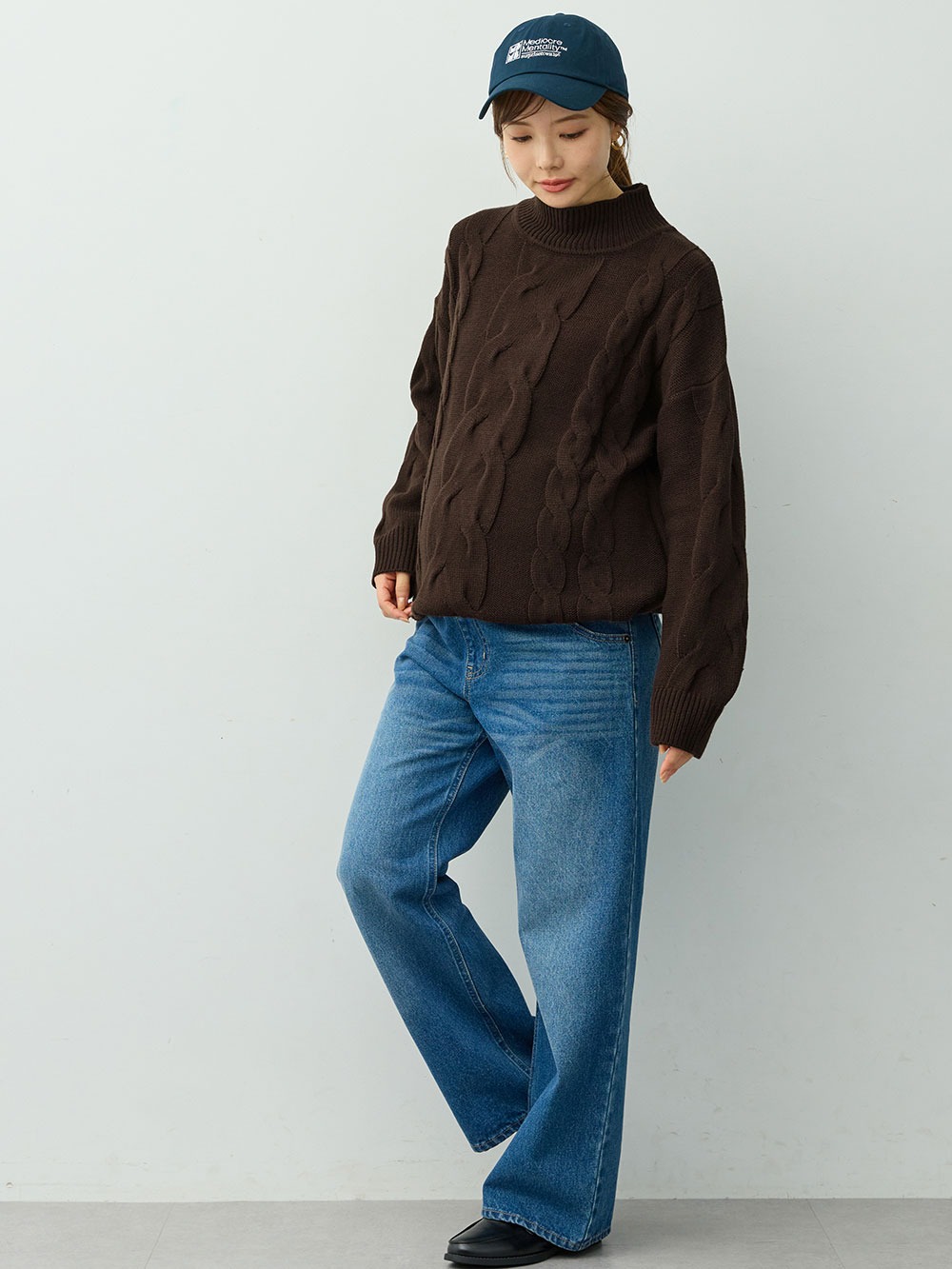 マタニティ ワンピース|ケーブルニットミニワンピース　マタニティ・産後授乳服【出産後も長く着られる】|ブラウン