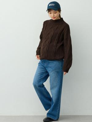 マタニティ ワンピース|ケーブルニットミニワンピース　マタニティ・産後授乳服【出産後も長く着られる】|ブラウン