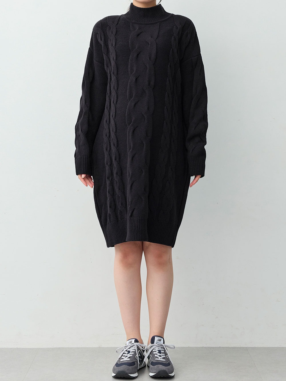 マタニティ ワンピース|ケーブルニットミニワンピース　マタニティ・産後授乳服【出産後も長く着られる】