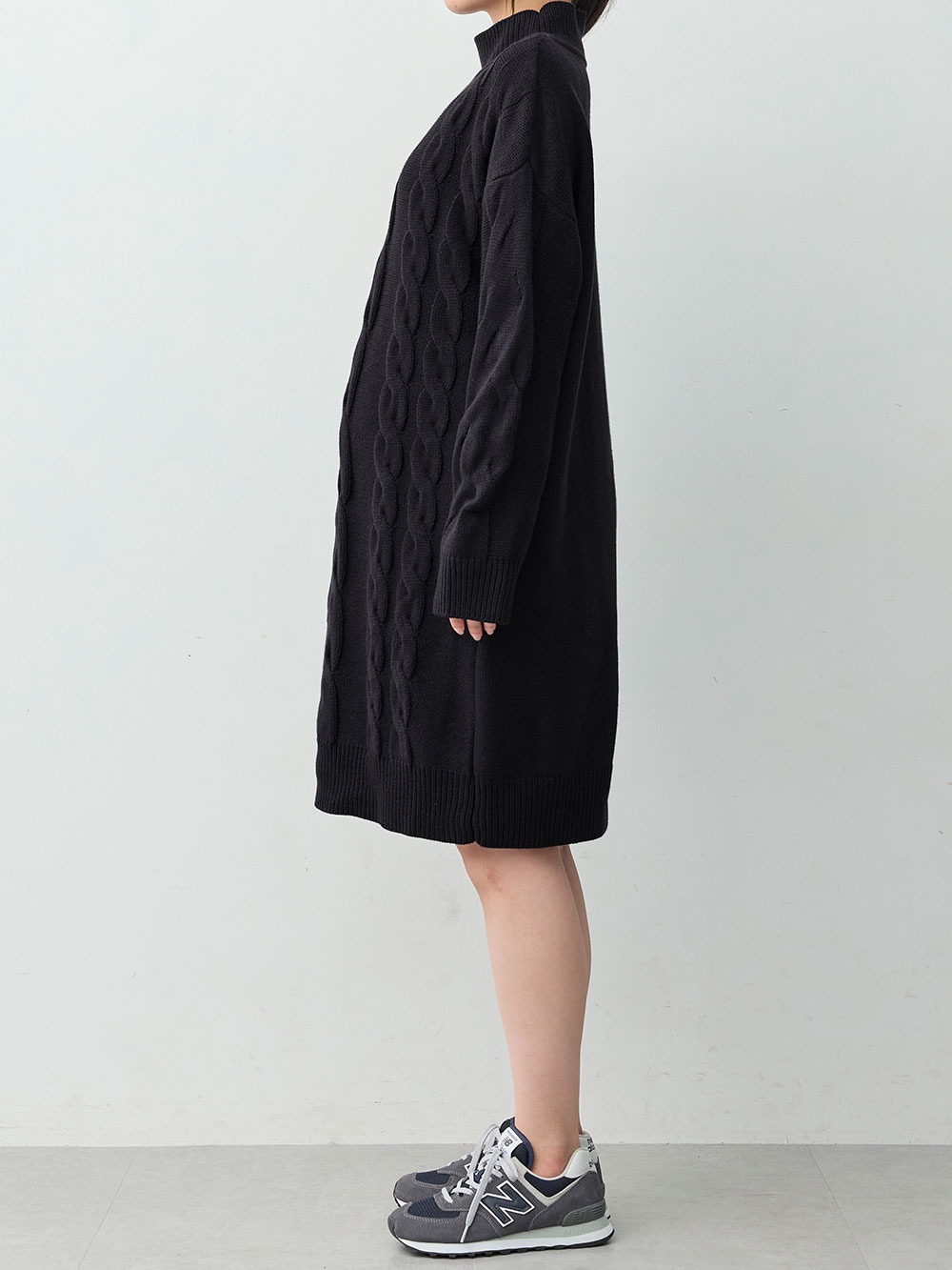 マタニティ ワンピース|ケーブルニットミニワンピース　マタニティ・産後授乳服【出産後も長く着られる】