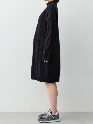 マタニティ ワンピース|ケーブルニットミニワンピース　マタニティ・産後授乳服【出産後も長く着られる】