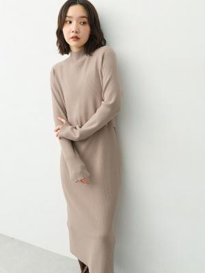 Iラインリブニットワンピース　マタニティ・産後【出産後も長く着られる】10683