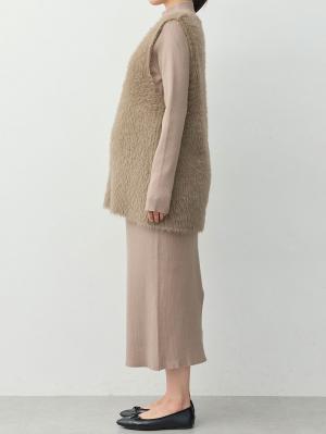 マタニティ ワンピース|【セット】シャギーニットジレ＆リブワンピース　マタニティ・産後【出産後も長く着られる】