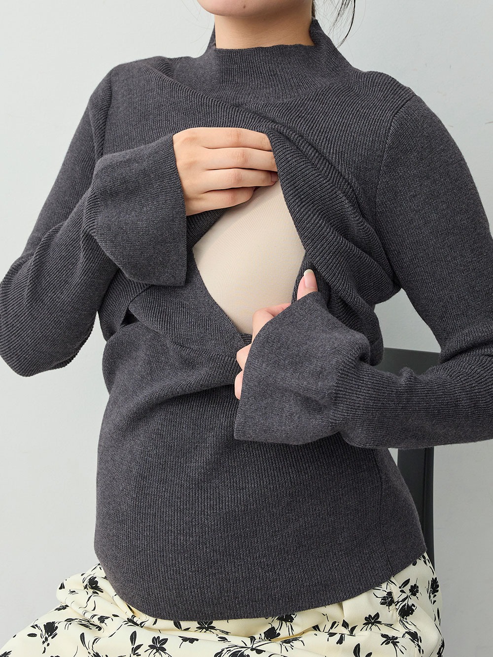 マタニティトップス・授乳服トップス|フレアスリーブタートル　マタニティ・産後授乳服【出産後も長く着られる】