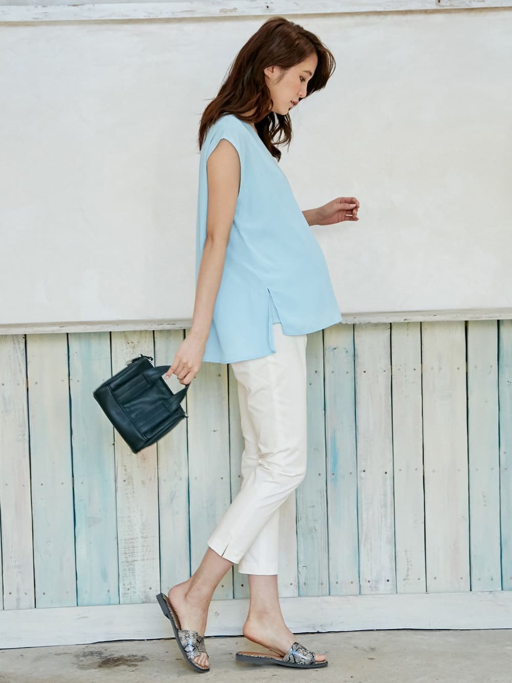 マタニティ パンツ|P・パンツ　接触冷感ストレッチクロップド（八分丈）|オフ