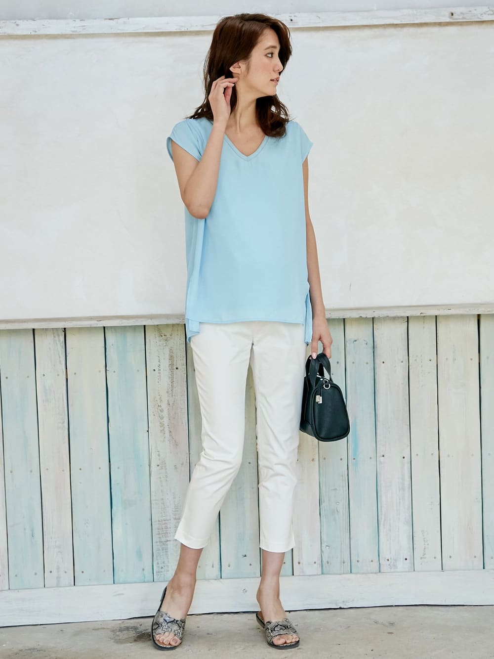 マタニティ パンツ|P・パンツ　接触冷感ストレッチクロップド（八分丈）|オフ