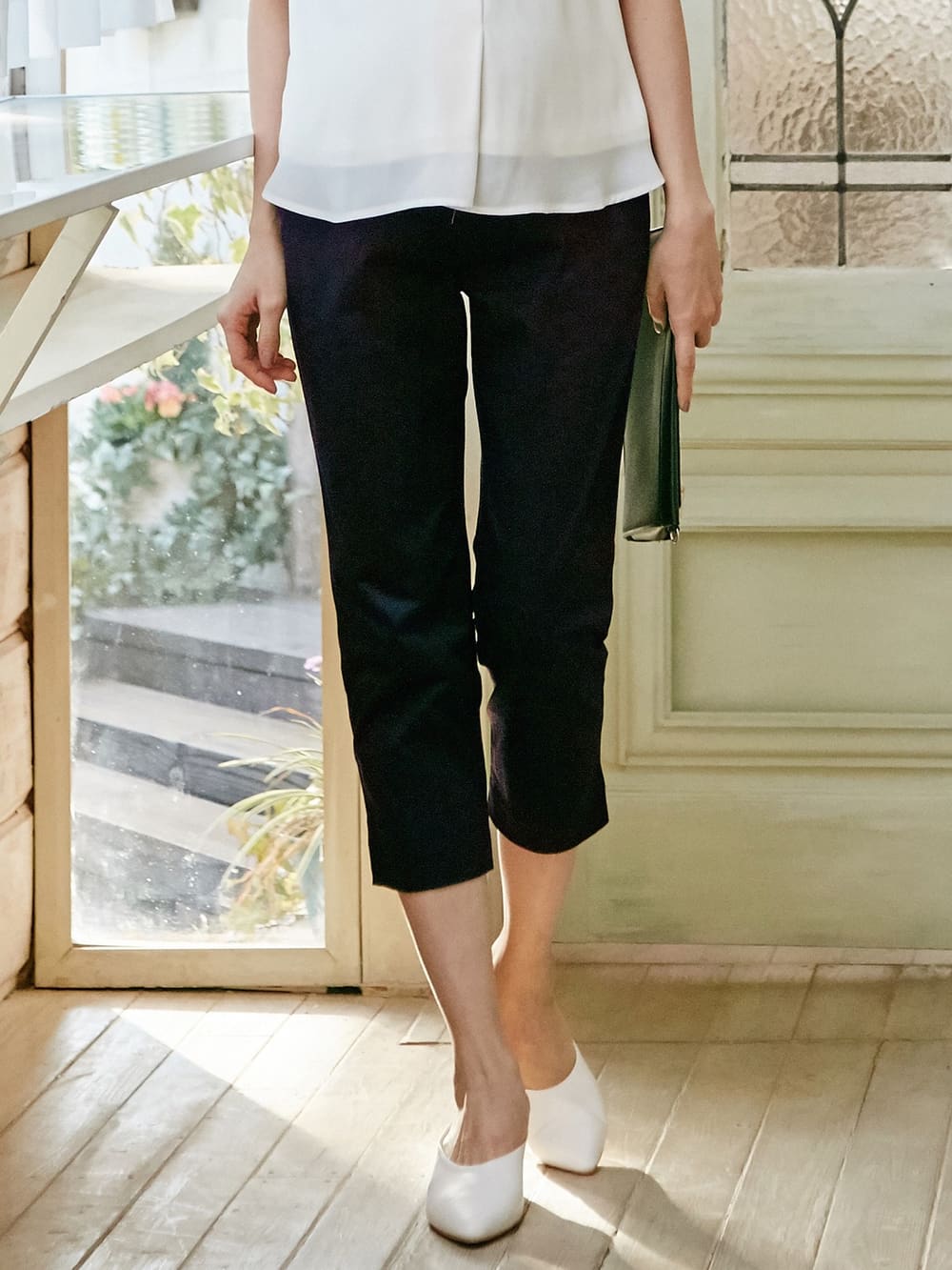 マタニティ パンツ|P・パンツ　接触冷感クロップド（七分丈）|ブラック