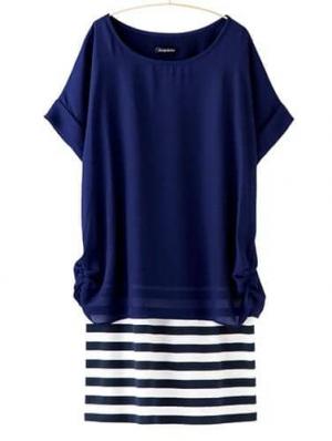【マタニティ・授乳服】シフォン＆カットソーレイヤーワンピース【出産後も長く使える】20248