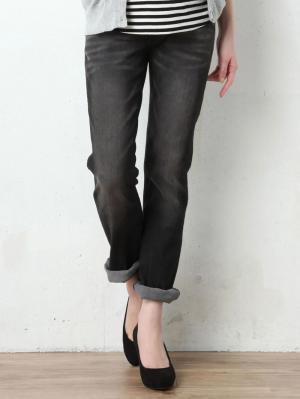 マタニティ パンツ|【マタニティ・授乳服】P・パンツ　ストレッチデニムタイトストレート|ブラック