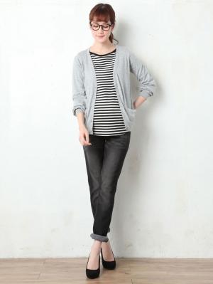 マタニティ パンツ|【マタニティ・授乳服】P・パンツ　ストレッチデニムタイトストレート|ブラック