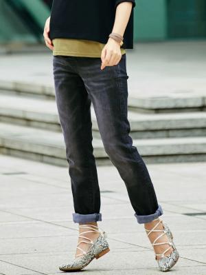 マタニティ パンツ|【マタニティ・授乳服】P・パンツ　ストレッチデニムタイトストレート|ブラック