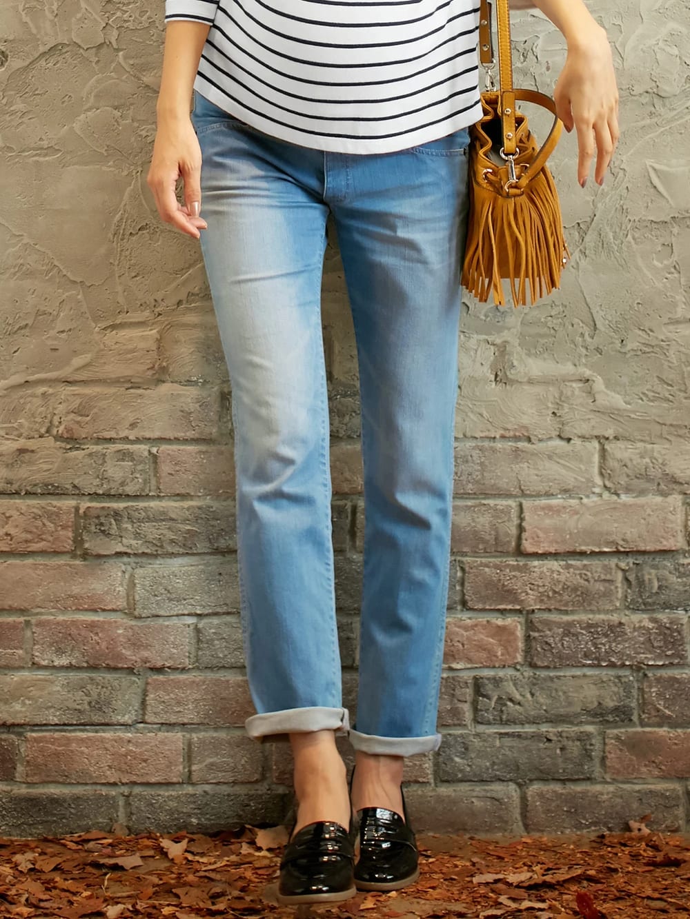 マタニティ パンツ|【マタニティ・授乳服】P・パンツ　ストレッチデニムタイトストレート|ライトブルー