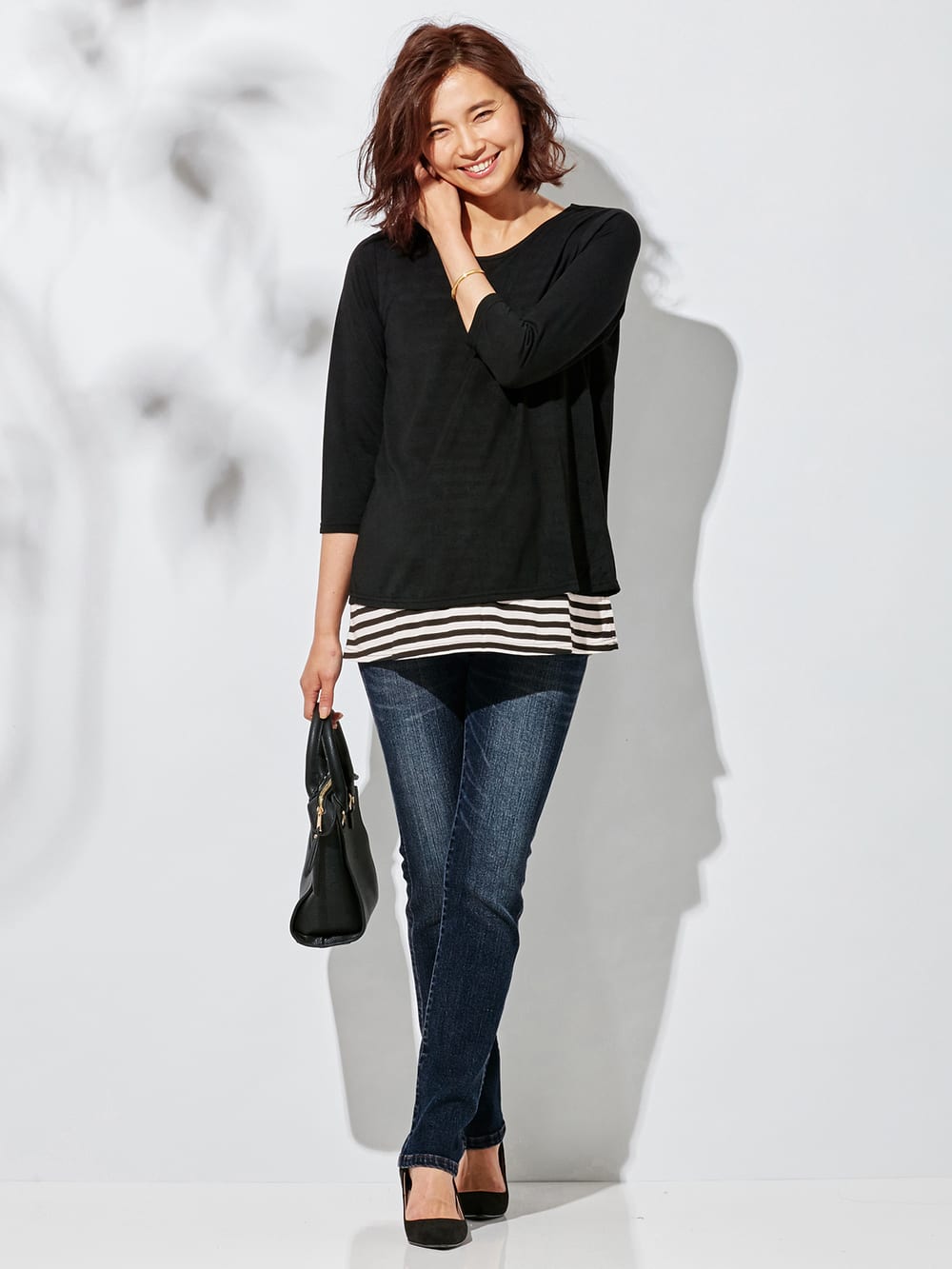 マタニティ パンツ|【マタニティ・授乳服】P・パンツ　ストレッチデニムタイトストレート|ダークブルー