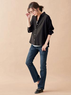 マタニティ パンツ|【マタニティ・授乳服】P・パンツ　ストレッチ デニム　ストレートセミフレア【ブーツカット】マタニティパンツデニム|ユーズドインディゴブルー