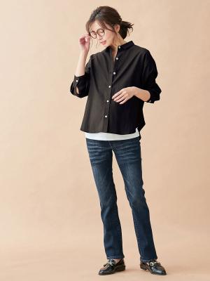 マタニティ パンツ|【マタニティ・授乳服】P・パンツ　ストレッチ デニム　ストレートセミフレア【ブーツカット】マタニティパンツデニム|ユーズドインディゴブルー