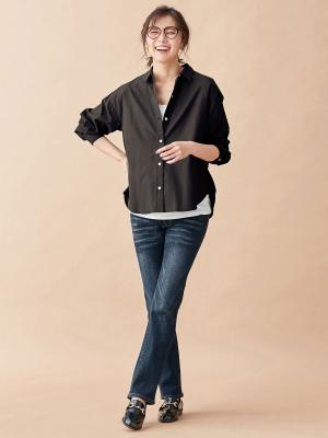 マタニティ パンツ|【マタニティ・授乳服】P・パンツ　ストレッチ デニム　ストレートセミフレア【ブーツカット】マタニティパンツデニム|ユーズドインディゴブルー