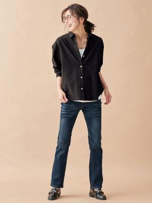 マタニティ パンツ|【マタニティ・授乳服】P・パンツ　ストレッチ デニム　ストレートセミフレア【ブーツカット】マタニティパンツデニム|ユーズドインディゴブルー