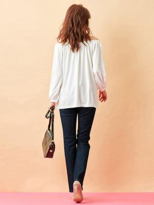 マタニティ パンツ|【マタニティ・授乳服】P・パンツ　ストレッチ デニム　ストレートセミフレア【ブーツカット】マタニティパンツデニム|インディゴブルー