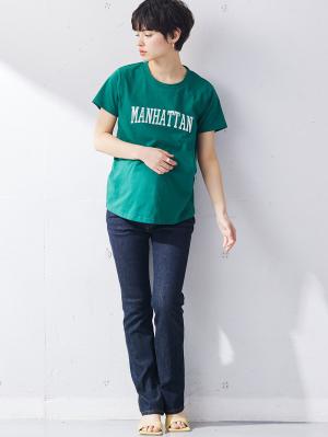 マタニティ パンツ|【マタニティ・授乳服】P・パンツ　ストレッチ デニム　ストレートセミフレア【ブーツカット】マタニティパンツデニム|インディゴブルー