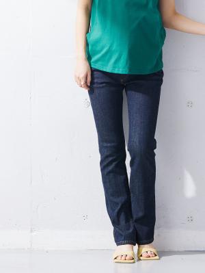 【マタニティ・授乳服】P・パンツ　ストレッチ デニム　ストレートセミフレア【ブーツカット】マタニティパンツデニム20569