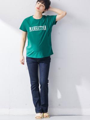 マタニティ パンツ|【マタニティ・授乳服】P・パンツ　ストレッチ デニム　ストレートセミフレア【ブーツカット】マタニティパンツデニム|インディゴブルー