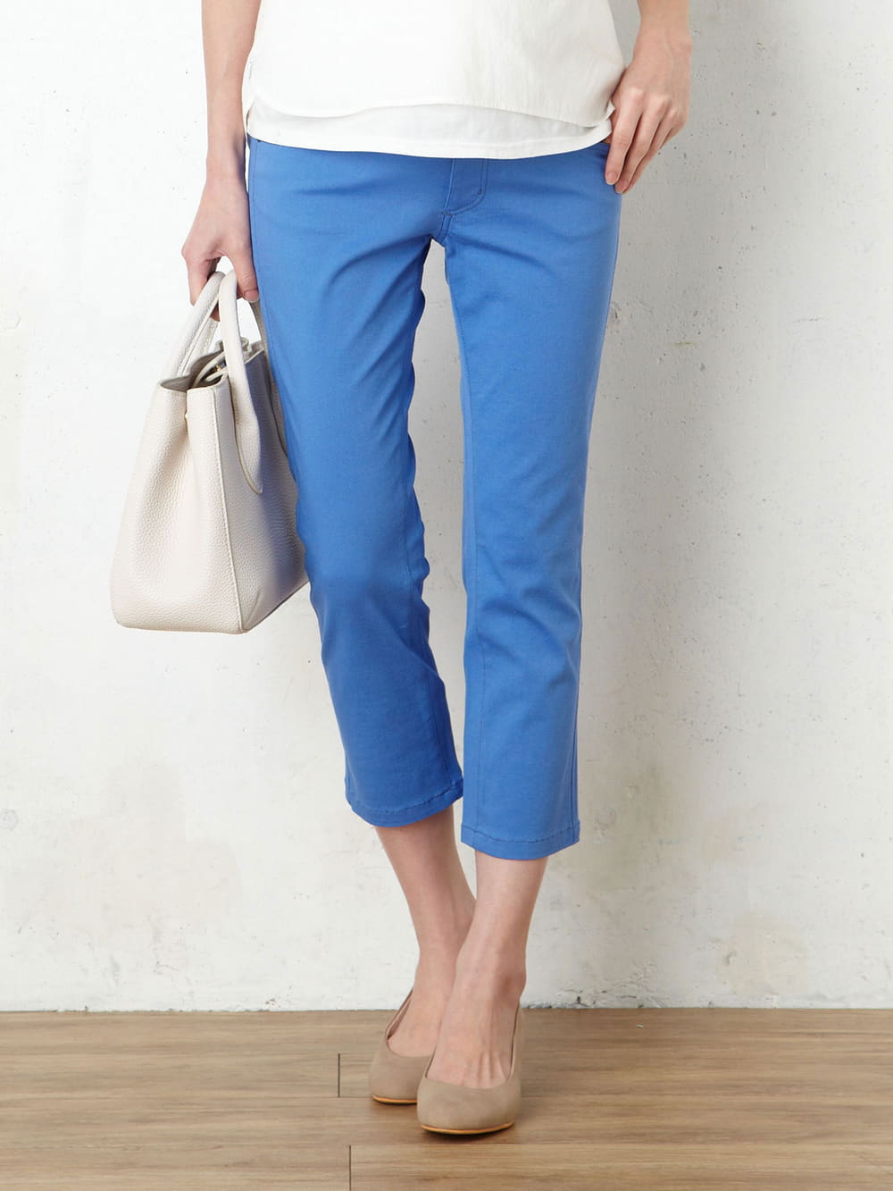 マタニティ パンツ|P・パンツ　ストレッチカラーチノクロップド(spcial price)|ライトブルー