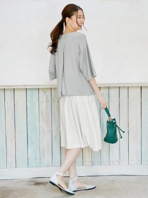 マタニティ スカート|【産前産後対応】フィット ストレッチストライプスカート【出産後も長く使える】