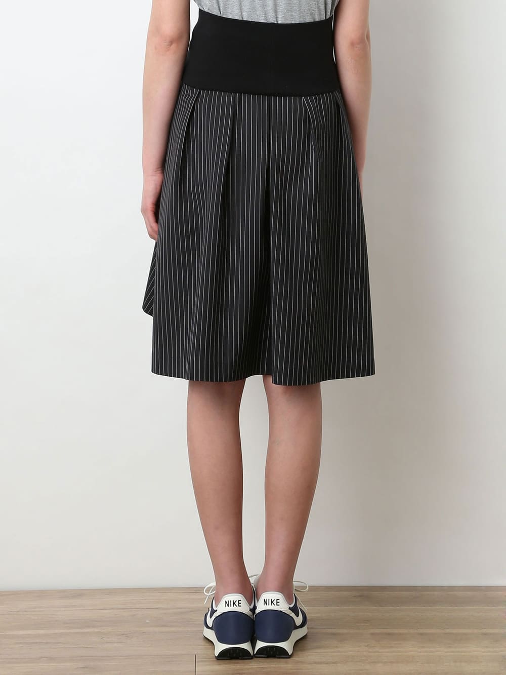 マタニティ スカート|【産前産後対応】フィット ストレッチストライプスカート【出産後も長く使える】