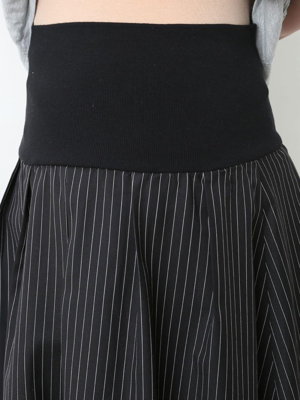 マタニティ スカート|【産前産後対応】フィット ストレッチストライプスカート【出産後も長く使える】