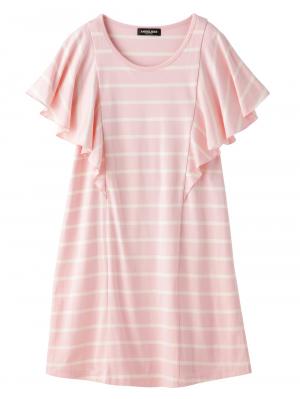 マタニティ パジャマ・ルームウェア|【授乳口付】バタフライスリーブ＆産後も使えるクロップドパンツパジャマ|ピンク×オフホワイト