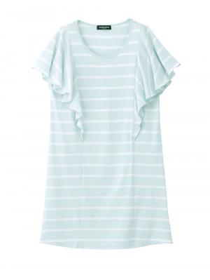 マタニティ パジャマ・ルームウェア|【授乳口付】バタフライスリーブ＆産後も使えるクロップドパンツパジャマ|サックス×オフ