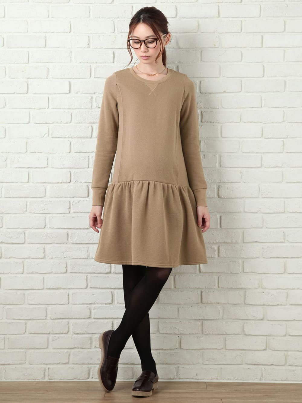 マタニティ ワンピース 授乳口付 裏起毛ワンピース マタニティウェア 授乳服通販 エンジェリーベ 公式